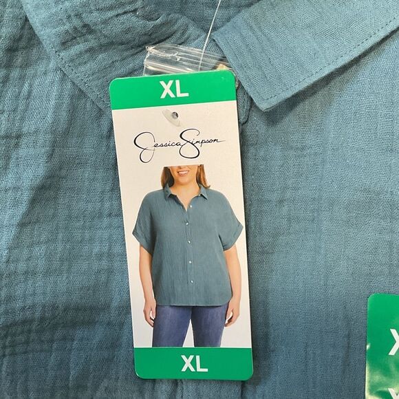 Jessica Simpson Blue Short Sleeve Shirt - Picture 2 of 2